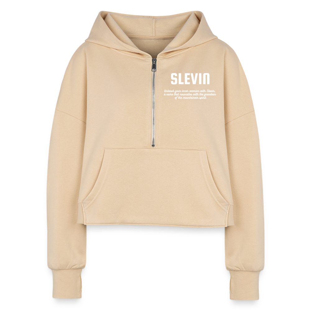 Women’s Cropped Half Zip Hoodie - nude